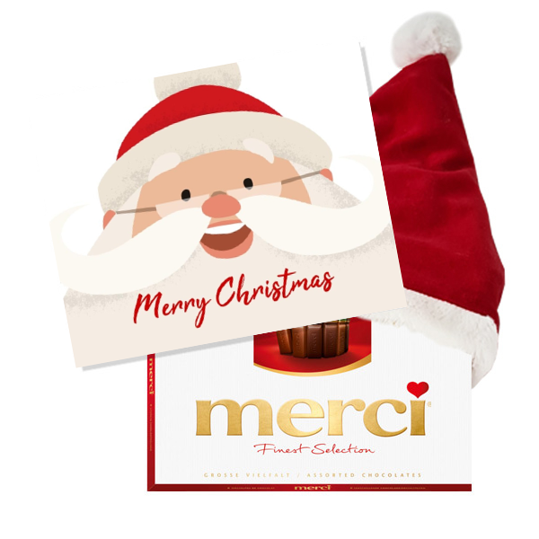  Chocolade cadeau - Merci - kerstkaart LCKMM-002