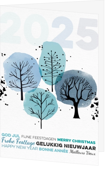 Kerstkaart - Waterverf bomen 2022