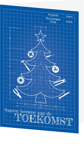 Kerstkaart - Blueprint kerstboom