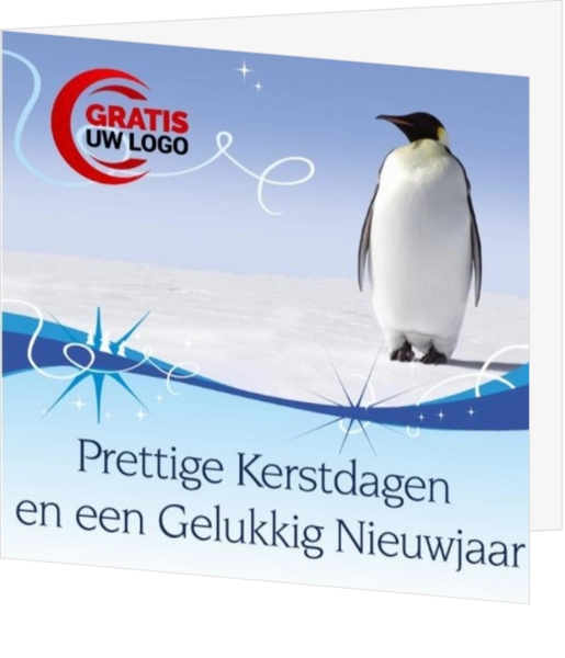 Pinguin met kerstwens en logo