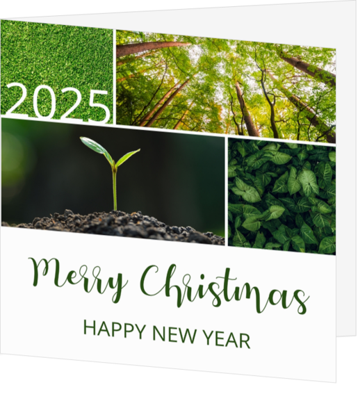 Kerst- en nieuwjaarskaart groene natuur jaartal