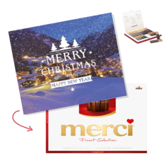 Merry Christmas kaart met Merci chocolade