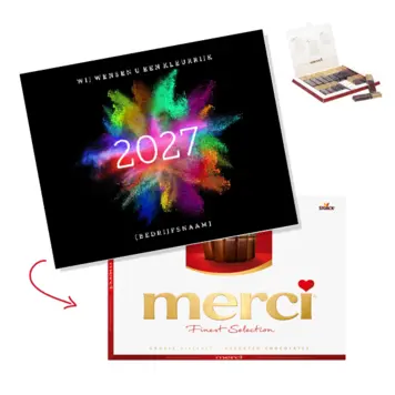 Kerstkaart met kleurrijke poederexplosie 2027