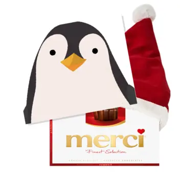 Kerstkaart met pinguïn in minimalistische stijl