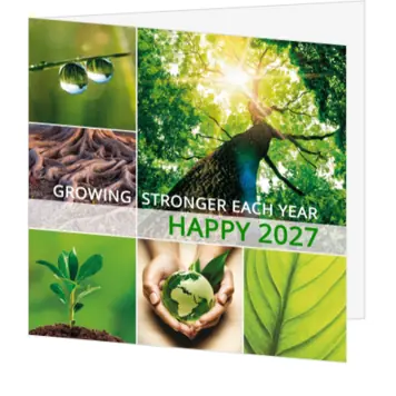 Kerstkaart met natuurbeelden en jaartal 2027