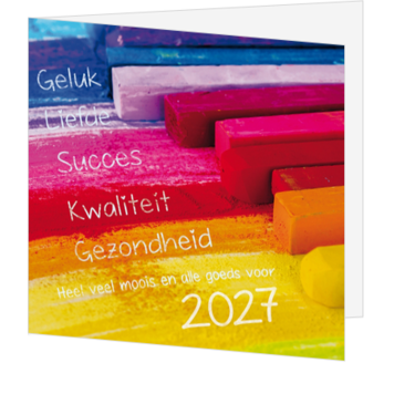 Kerstkaart met kleurrijk krijt en jaartal 2027
