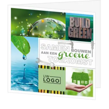 Kerstkaart met groene toekomst en bouwthema