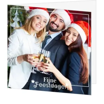 Kerstkaart met foto en wit frame