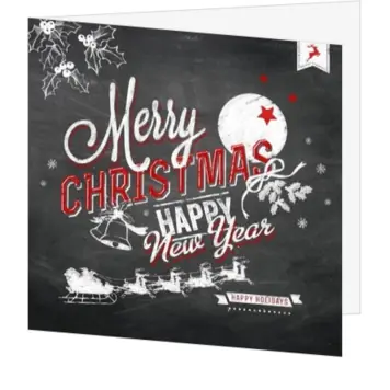 Kerstkaart in vintage krijtbordstijl met typografische kerstgroet