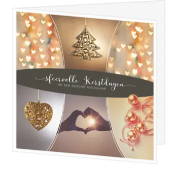 Kerstkaart met sfeervolle fotografie in warme bruintinten