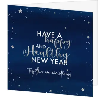 kerstkaart met zilveren sterren op stijlvol blauw
