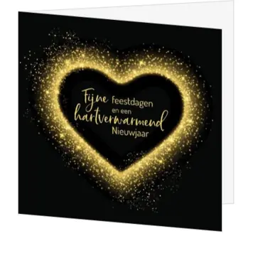 Kerstkaart met fonkelend gouden hart