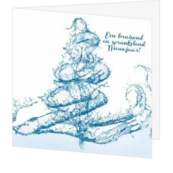 Kerstkaart met kerstboom van opspattend water