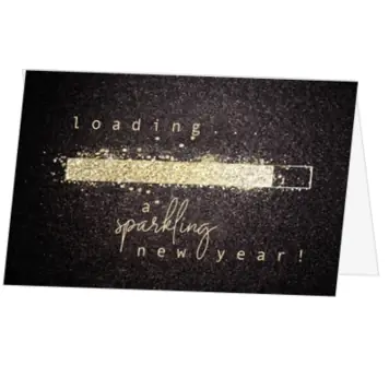kerstkaart met sprankelend laadbalkje en gouden glitterlook