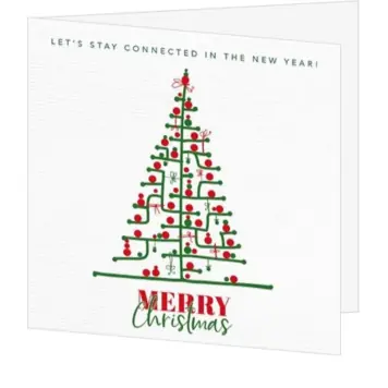 Kerstkaart met moderne groen-rode kerstboom