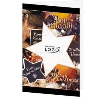 Kerstkaart met ster en internationaal kerstdesign