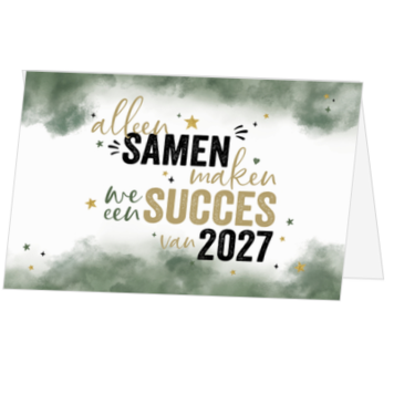 Kerstkaart met groene waterverf en jaartal 2027