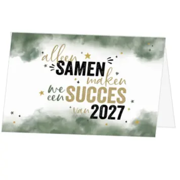 Kerstkaart met groene waterverf en jaartal 2027