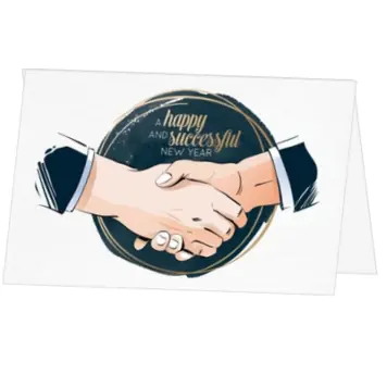 kerstkaart met illustratieve handdruk en gouden details