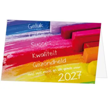 kerstkaart met kleurrijk krijt en jaartal 2027