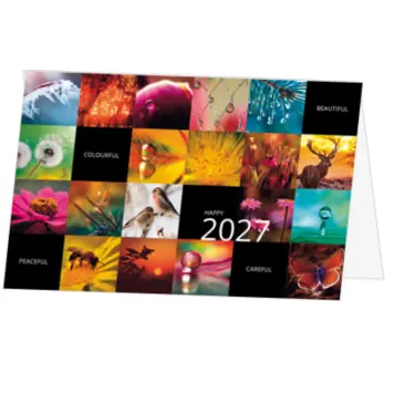Kerstkaart met natuurfoto’s en jaartal 2027