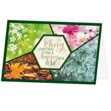 Kerstkaart met natuurbeelden en seizoenscollage