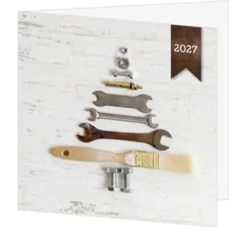 kerstkaart met kerstboom van gereedschap 2027