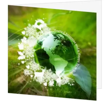 Groene internationale kerstkaart met wereldbol