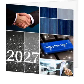 Zakelijke kerstkaart 2027 in blauw en zwart