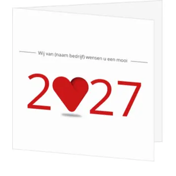 kerstkaart met rood hart en jaartal 2027