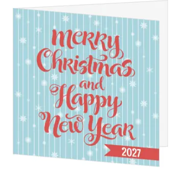 kerstkaart met Merry Christmas and Happy New Year 2027