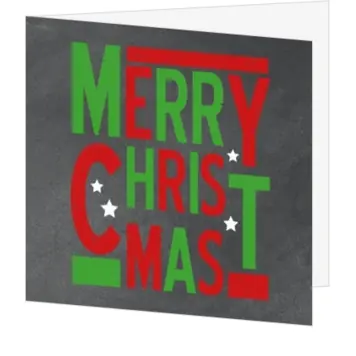 Typografische kerstkaart in rood, groen en zwart
