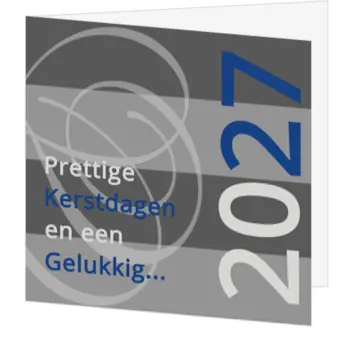 Kerstkaart met blauwe typografie en jaartal 2021