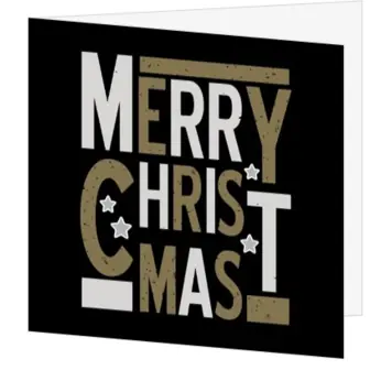Typografische kerstkaart in zwart met goud