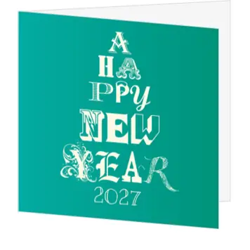 kerstkaart met typografische nieuwjaarsgroet 2027