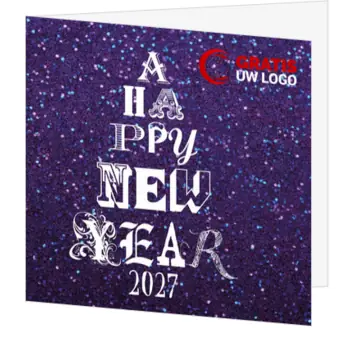 kerstkaart met typografische nieuwjaarsgroet 2027