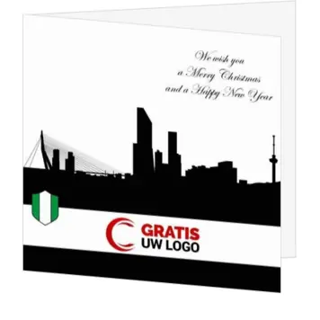 kerstkaart met skyline van Rotterdam en eigen logo