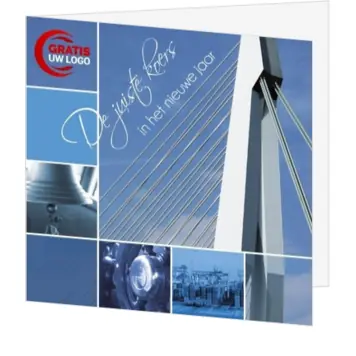 kerstkaart met Rotterdamse brug in blauwe sfeer