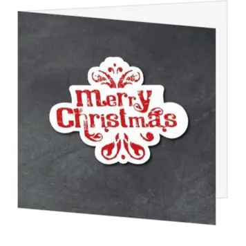 kerstkaart met Merry Christmas in rood