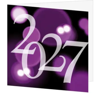 kerstkaart met 2027 in paars en roze