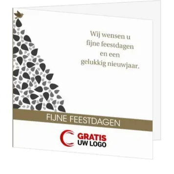 kerstkaart met stijlvolle kerstboom en goudaccent