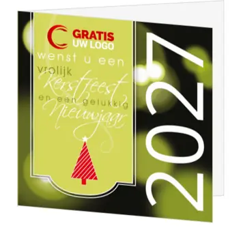 kerstkaart met kerstboom en jaartal 2021