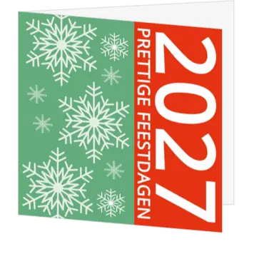 kerstkaart met sneeuwvlokken en jaartal 2022