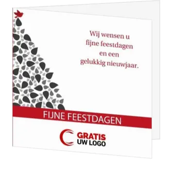 Kerstkaart met moderne kerstboom in rood en wit