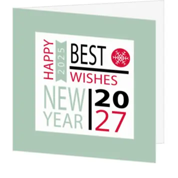 kerstkaart met typografisch nieuwjaarsdesign 2025