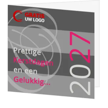 kerstkaart met grijze vlakken en roze accenten 2021