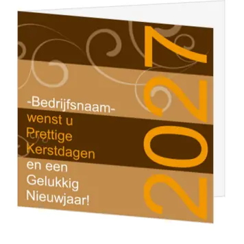 kerstkaart met jaartal 2012 in bruin en oranje