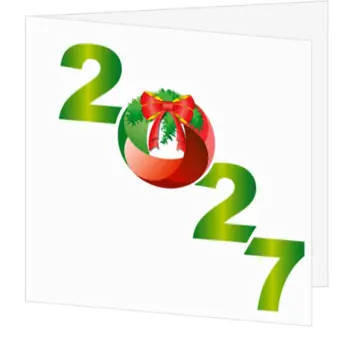 kerstkaart met jaartal 2027 in groen en rood