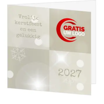 Kerstkaart met sneeuwvlokken en jaartal 2027