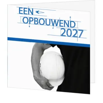 kerstkaart met bouwthema en 2027